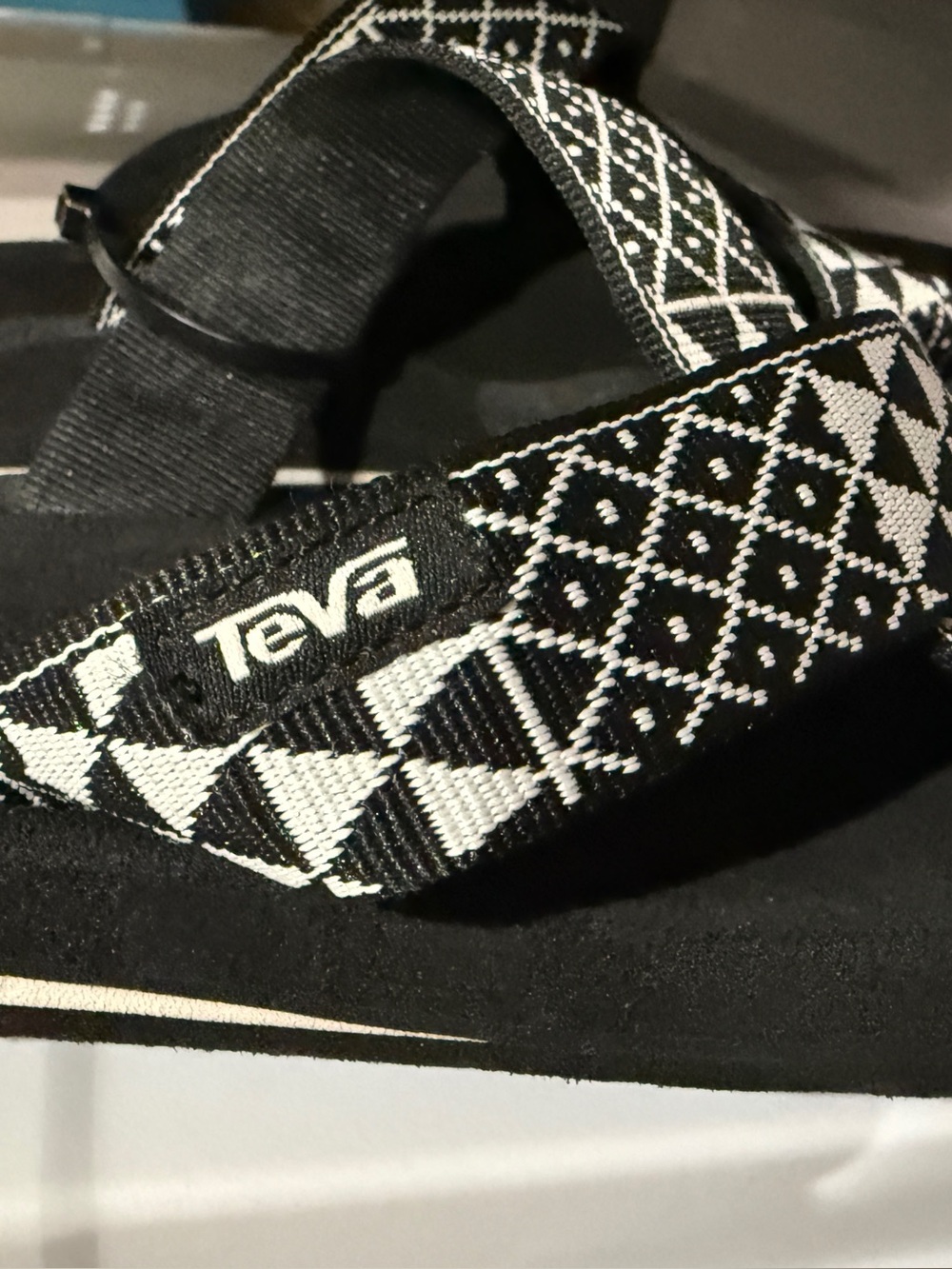 Teva Mush Kalea Sandals Black White Geometric Flip Flops Women’s 9 - Picture 8 of 8